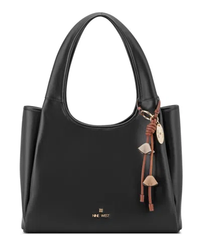 Nine West Deacon Triple Compartment Large Shoulder Bag In Black