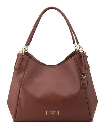 Nine West Deacon Triple Compartment Large Shoulder Bag In Brown