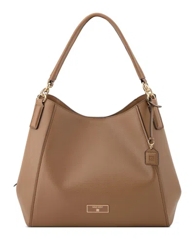 Nine West Deacon Triple Compartment Large Shoulder Handbag In Brown