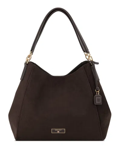 Nine West Deacon Triple Compartment Large Shoulder Handbag In Brown