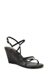 Nine West Deklyn Faux Leather Wedge Sandal (women) In Black