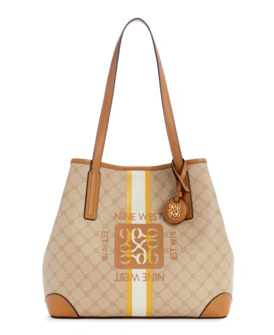 Nine West Delaine 2 In 1 Tote In Khaki Logo,camel