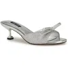 Nine West Delly2 Womens Embellished Man Made Mule Sandals In Silver