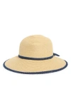 Nine West Denim Bow Straw Hat