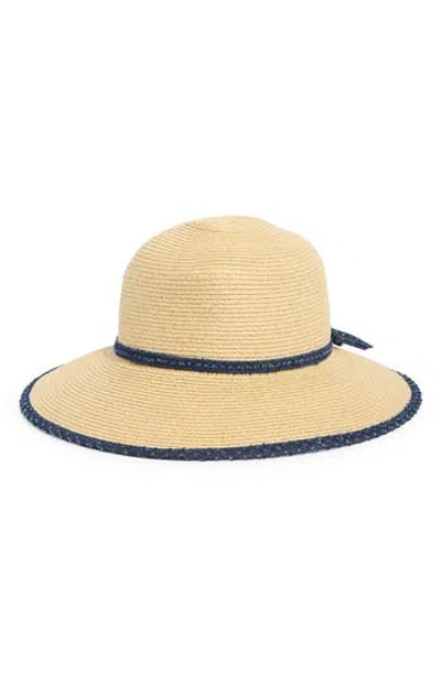 Nine West Denim Bow Straw Hat