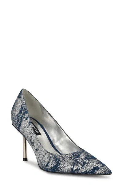 Nine West Deonne Pointed Toe Pump In Dark Blue,silver