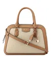 Nine West Designer Cibrina Dome Satchel Bag In Natural Canvas Dark Camel
