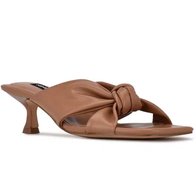 Nine West Dipa Womens Knot-front Slip On Heels In Brown