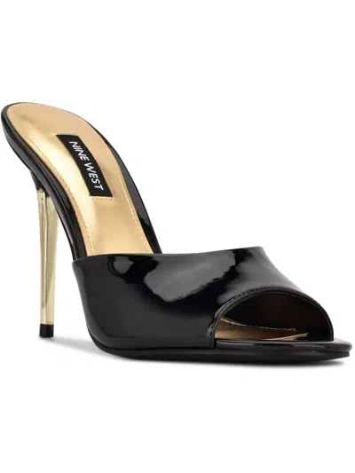 Nine West Divas 3 Womens Patent Dressy Mule Sandals In Black