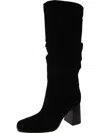 Nine West Domaey Womens Suede Block Heel Knee-high Boots In Black