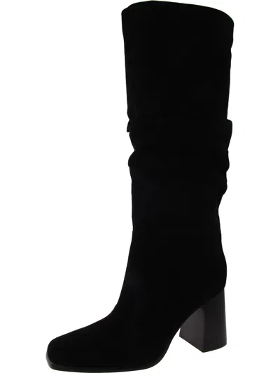 Nine West Domaey Womens Suede Block Heel Knee-high Boots In Black