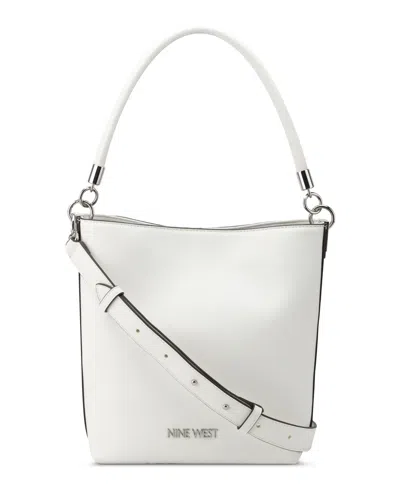 Nine West Donella Bucket Medium Crossbody Bag In Optic White