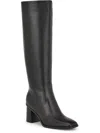 Nine West Dortha Womens Leather Block Heel Knee-high Boots In Black