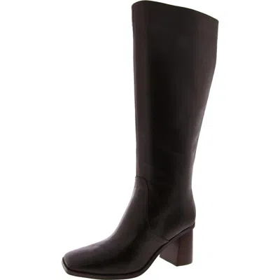 Nine West Dortha Womens Leather Block Heel Knee-high Boots In Brown