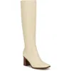 Nine West Dortha Womens Leather Block Heel Knee-high Boots In White