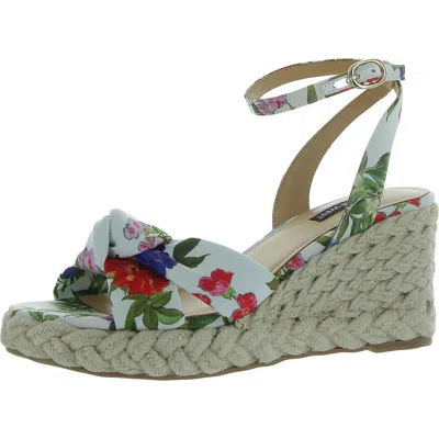 Nine West Dotime Womens Printed Manmade Espadrilles In White