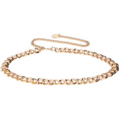 Nine West Double Curb Link Chain Belt In Gold