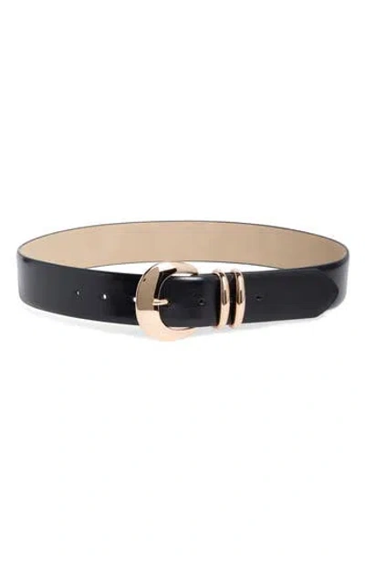 Nine West Double Keeper Faux Leather Belt In Black Gold
