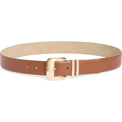 Nine West Double Metal Keeper Buckle Belt In Brown