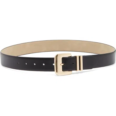 Nine West Double Metal Keeper Buckle Belt In Black
