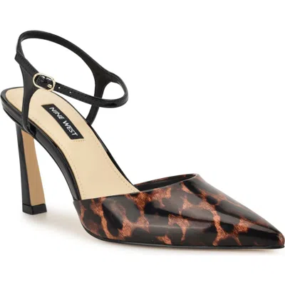 Nine West Dres Ankle Strap Pointed Toe Pump In Brown