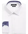 Nine West Dress Shirt Men's White Stretch Slim-fit Performance Fts288 In Blue