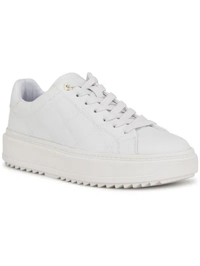 Nine West Driven Womens Faux Leather Lifestyle Casual And Fashion Sneakers In White