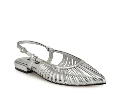 Nine West Duria Flat In Silver