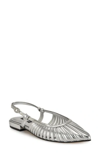 Nine West Duria Slingback Flat In Silver 040