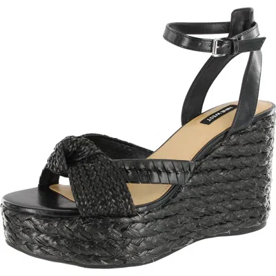 Nine West Eaden 3 Womens Woven Manmade Platform Sandals In Black