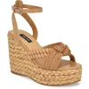 Nine West Eaden 3 Womens Woven Manmade Platform Sandals In Brown