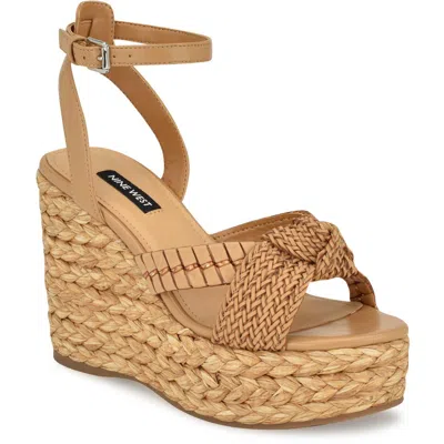 Nine West Eaden 3 Womens Woven Manmade Platform Sandals In Brown