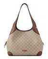 Nine West Eamon Large Shoulder Bag In Beige Logo Mahogany