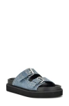 Nine West Eleny Platform Slide Sandal In Medium Blue