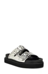 Nine West Eleny Platform Slide Sandal In Silver