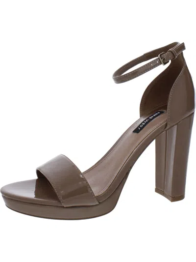 Nine West Elope Womens Patent Platform Heels In Grey