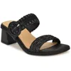 Nine West Emerey2 Womens Cushioned Footbed Woven Block Heel In Black