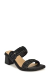 Nine West Emerey2 Womens Cushioned Footbed Woven Block Heel In Black