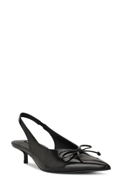 Nine West Evaa Slingback Pointed Toe Kitten Heel Pump In Black