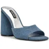 NINE WEST EXCIT7 WOMENS BLOCK HEEL DENIM MULE SANDALS