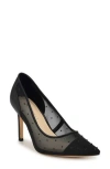 Nine West Exxtra Pointed Toe Pump In Black Mesh