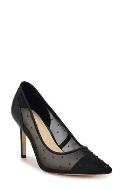 Nine West Exxtra Pointed Toe Pump In Black Mesh