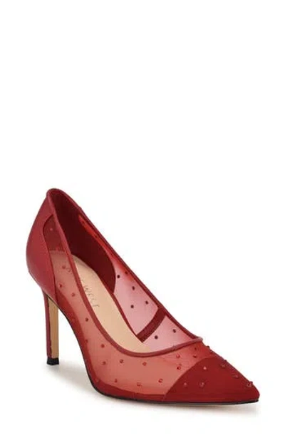 Nine West Exxtra Pointed Toe Pump In Red Mesh