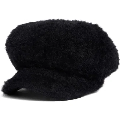 Nine West Eyelash Knit Newsboy Cap In Black