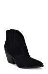 Nine West Women's Fainay Block Heel Pointy Toe Western Booties In Black Suede