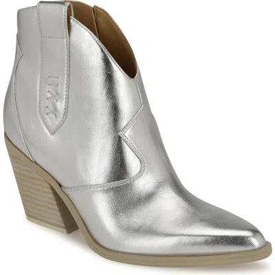 Nine West Fainay Western Bootie In Silver