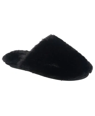Nine West Faux Fur Closed Scuff Slipper In Black