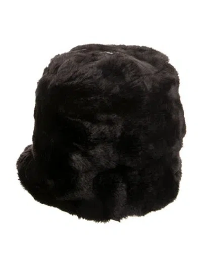 Pre-owned Nine West Faux Fur Knit Hat In Black