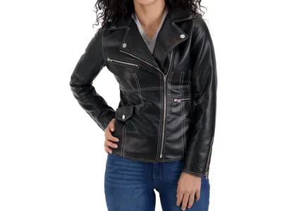 Nine West Faux Leather Biker Jacket In Black