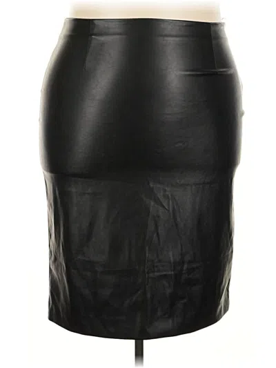 Pre-owned Nine West Faux Leather Skirt In Black